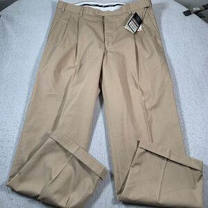 Kirkland Signature Slacks‎ Mens 36x30 Khakis Brown Teflon Pleated Twill Pant